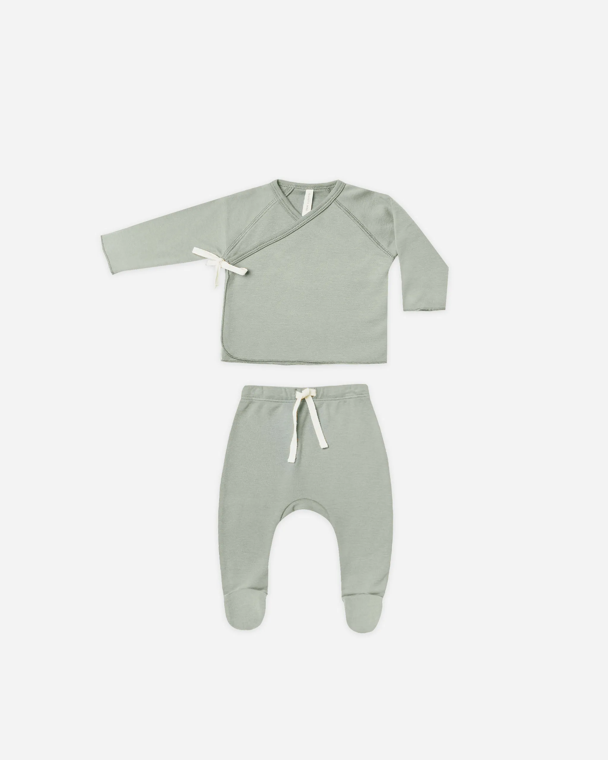 -Wrap Top   Footed Pant Set || Sage-