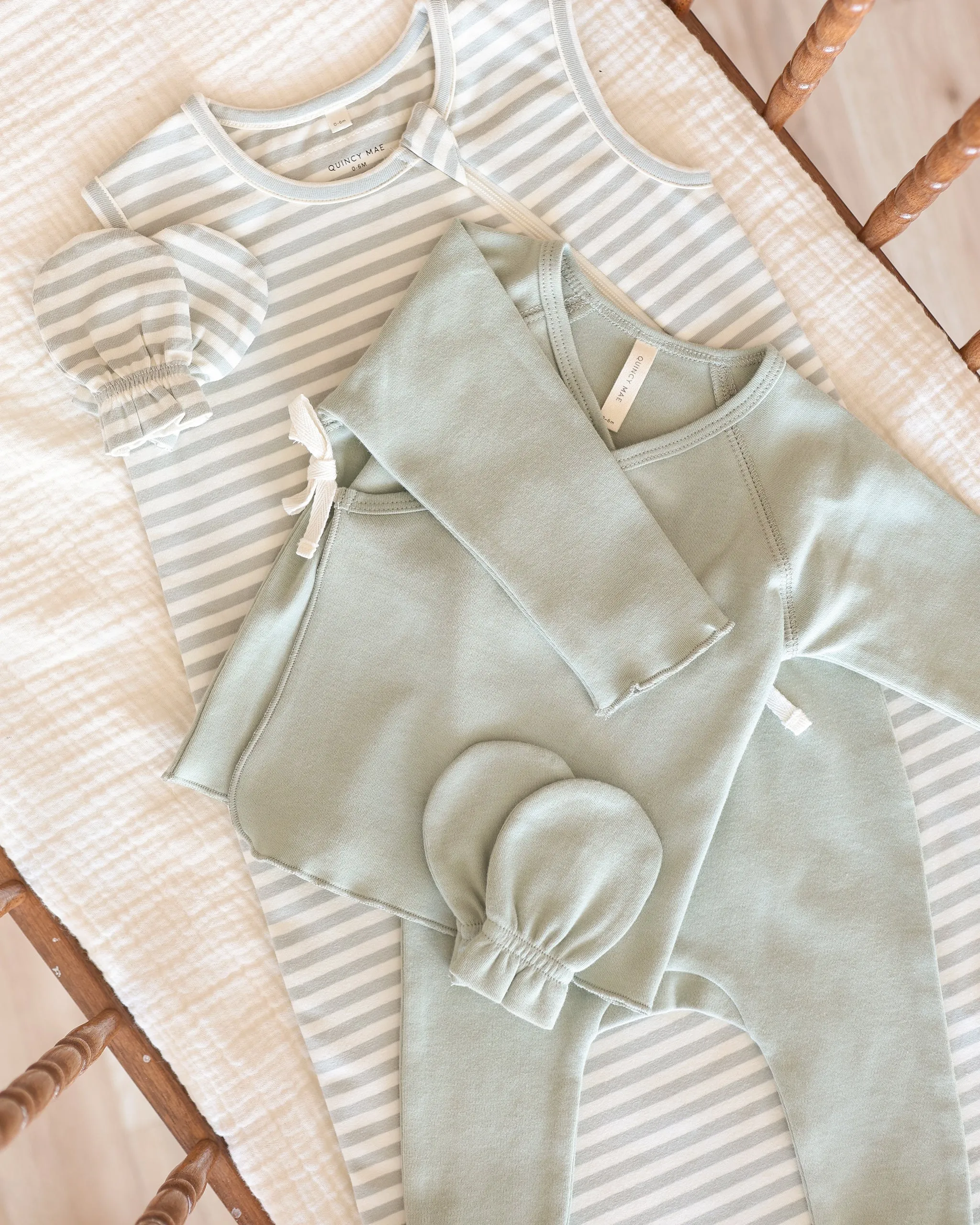 -Wrap Top   Footed Pant Set || Sage-