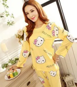 19 Colors Women Pajamas Suits Spring Autumn Cartoon Female Long-sleeve Pajama Pants Milk Silk Pajamas Suits tracksuit