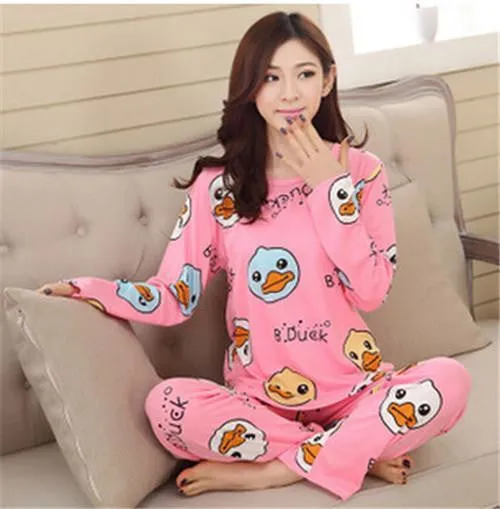 19 Colors Women Pajamas Suits Spring Autumn Cartoon Female Long-sleeve Pajama Pants Milk Silk Pajamas Suits tracksuit