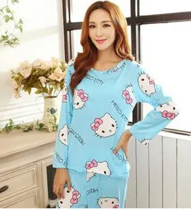 19 Colors Women Pajamas Suits Spring Autumn Cartoon Female Long-sleeve Pajama Pants Milk Silk Pajamas Suits tracksuit