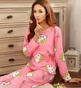 19 Colors Women Pajamas Suits Spring Autumn Cartoon Female Long-sleeve Pajama Pants Milk Silk Pajamas Suits tracksuit