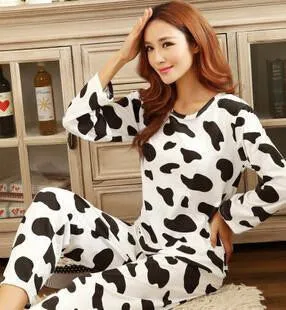 19 Colors Women Pajamas Suits Spring Autumn Cartoon Female Long-sleeve Pajama Pants Milk Silk Pajamas Suits tracksuit