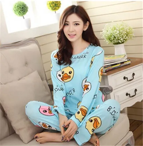 19 Colors Women Pajamas Suits Spring Autumn Cartoon Female Long-sleeve Pajama Pants Milk Silk Pajamas Suits tracksuit