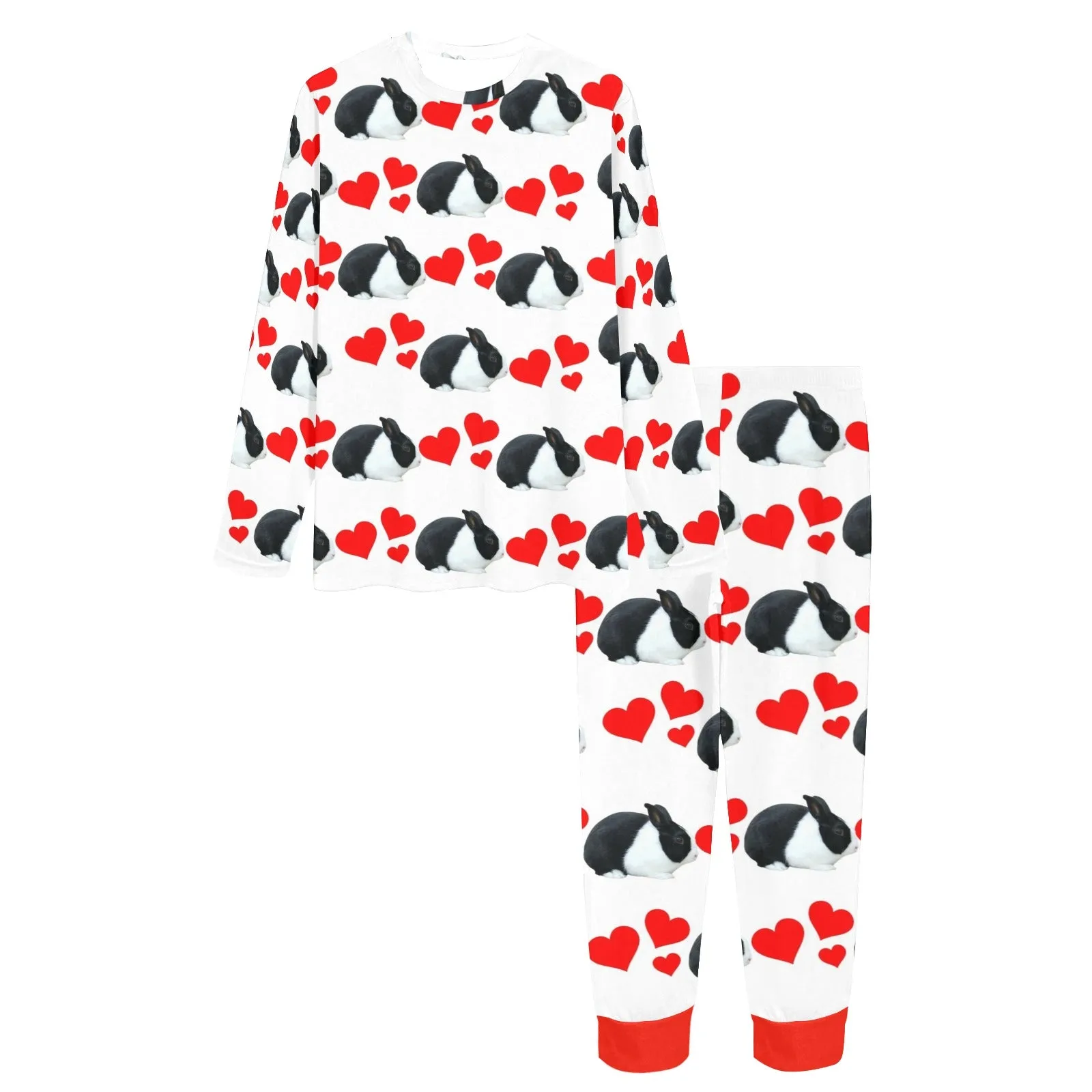 2 Piece Dutch Rabbit Hearts Long Tee Pajama Set