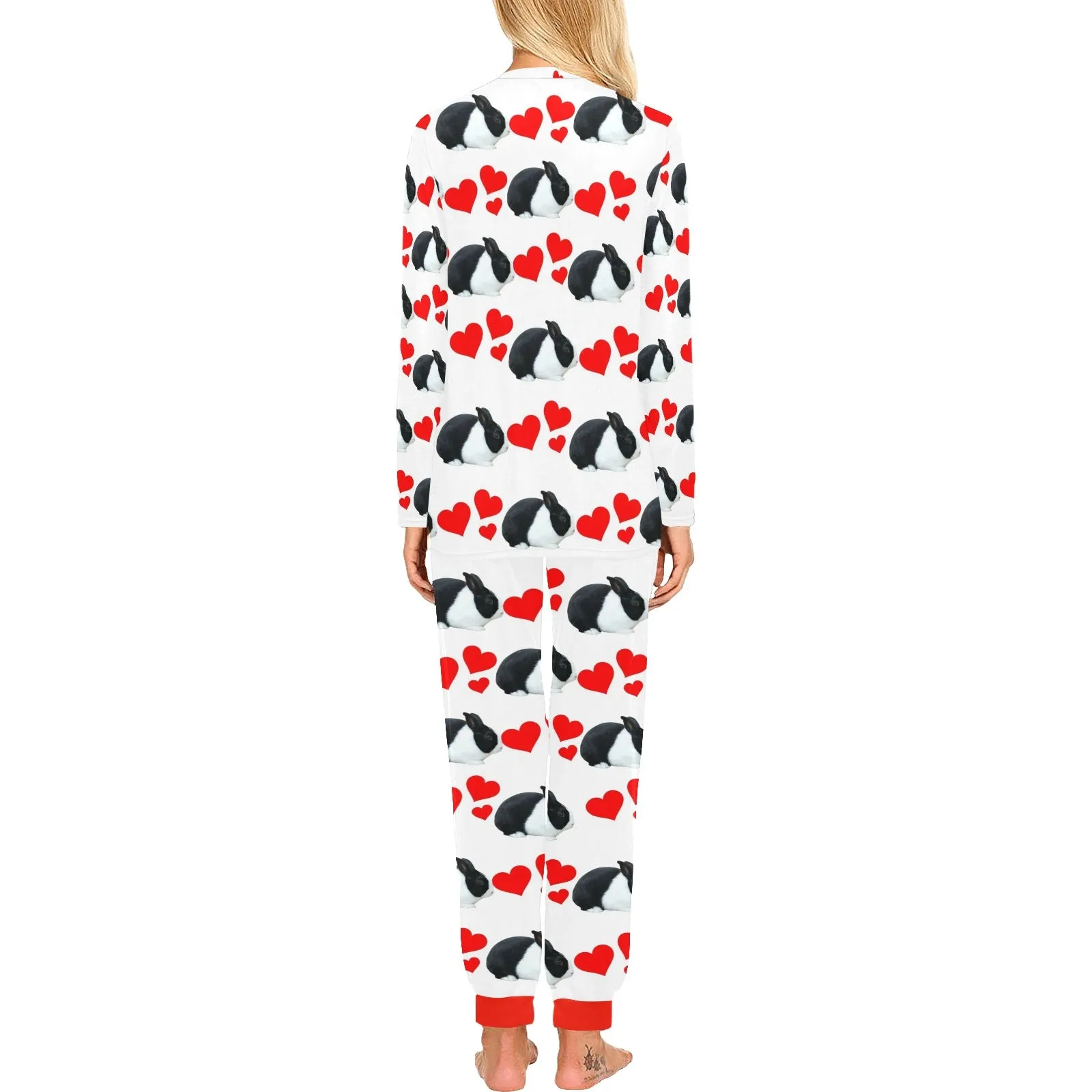 2 Piece Dutch Rabbit Hearts Long Tee Pajama Set