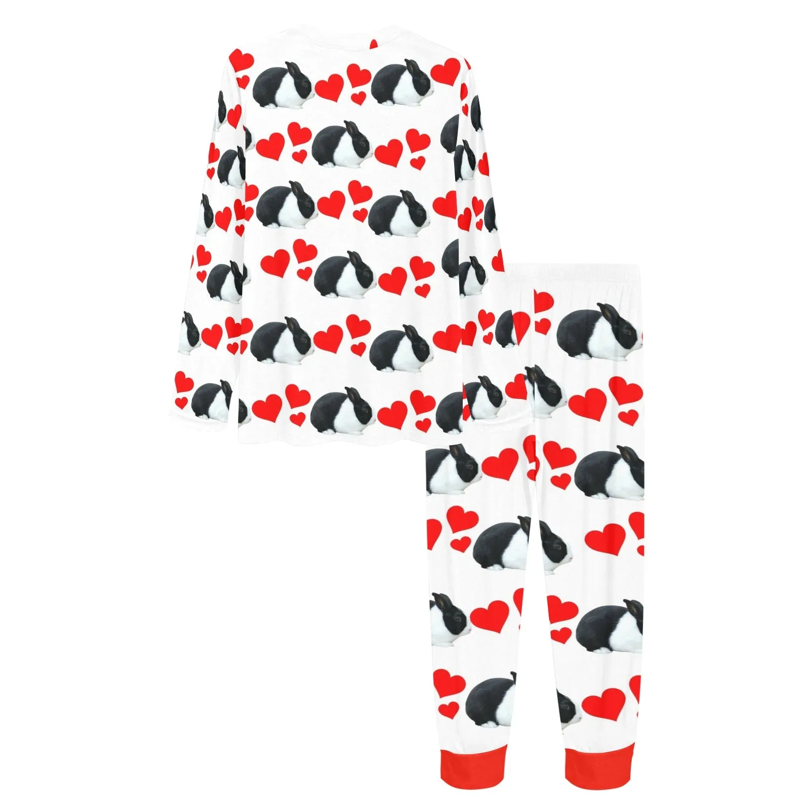 2 Piece Dutch Rabbit Hearts Long Tee Pajama Set