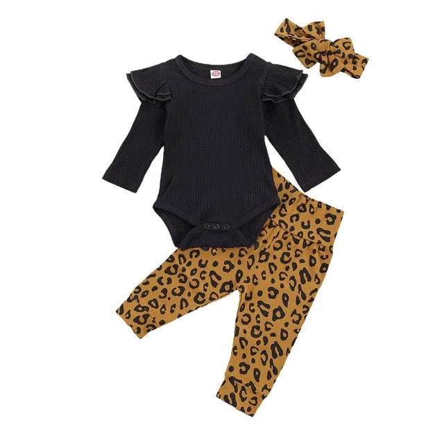 3 Piece Leopard Jumpsuit Headband <3