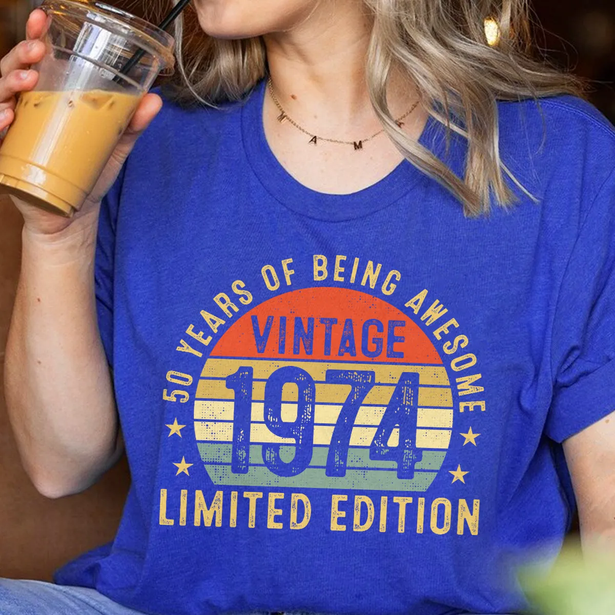 50th Birthday 1974 50 Years Of Being Awesome Retro T-Shirt