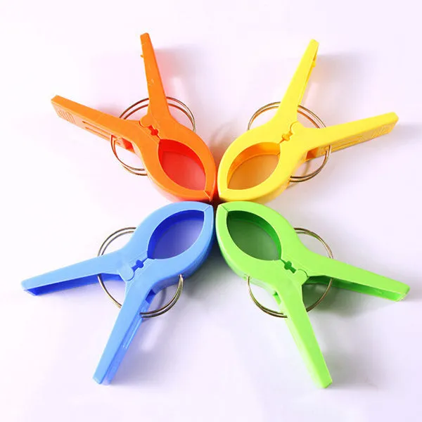8 Pcs Plastic Color Clothes Pegs Beach Towel Clamp Laundry Clothes Pins Large Size Drying Racks Retaining Clip Organization