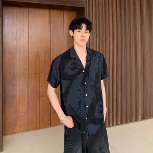 Abstract Swirl Print Short-Sleeve Shirt