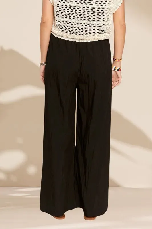 ADORA Waist Tie Crinkle Flowy Pants