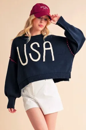 Aemi   Co USA Side Slit Round Neck Sweater