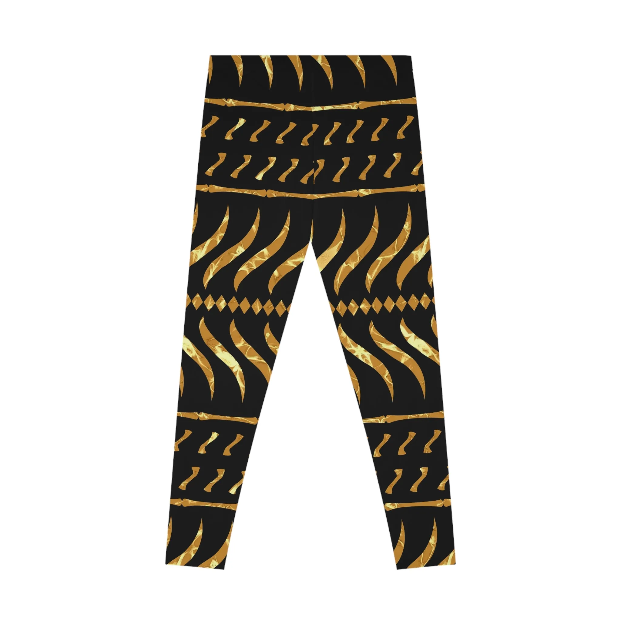 African Tribal Black and Fancy Gold Stretchy Leggings