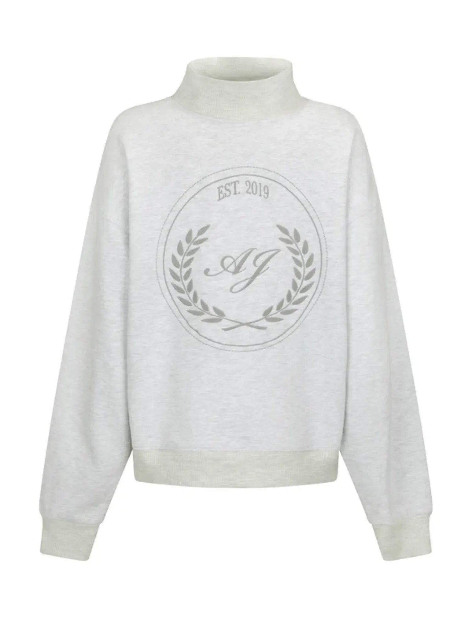 AJ Crest Turtleneck Sweatshirt in Cloud