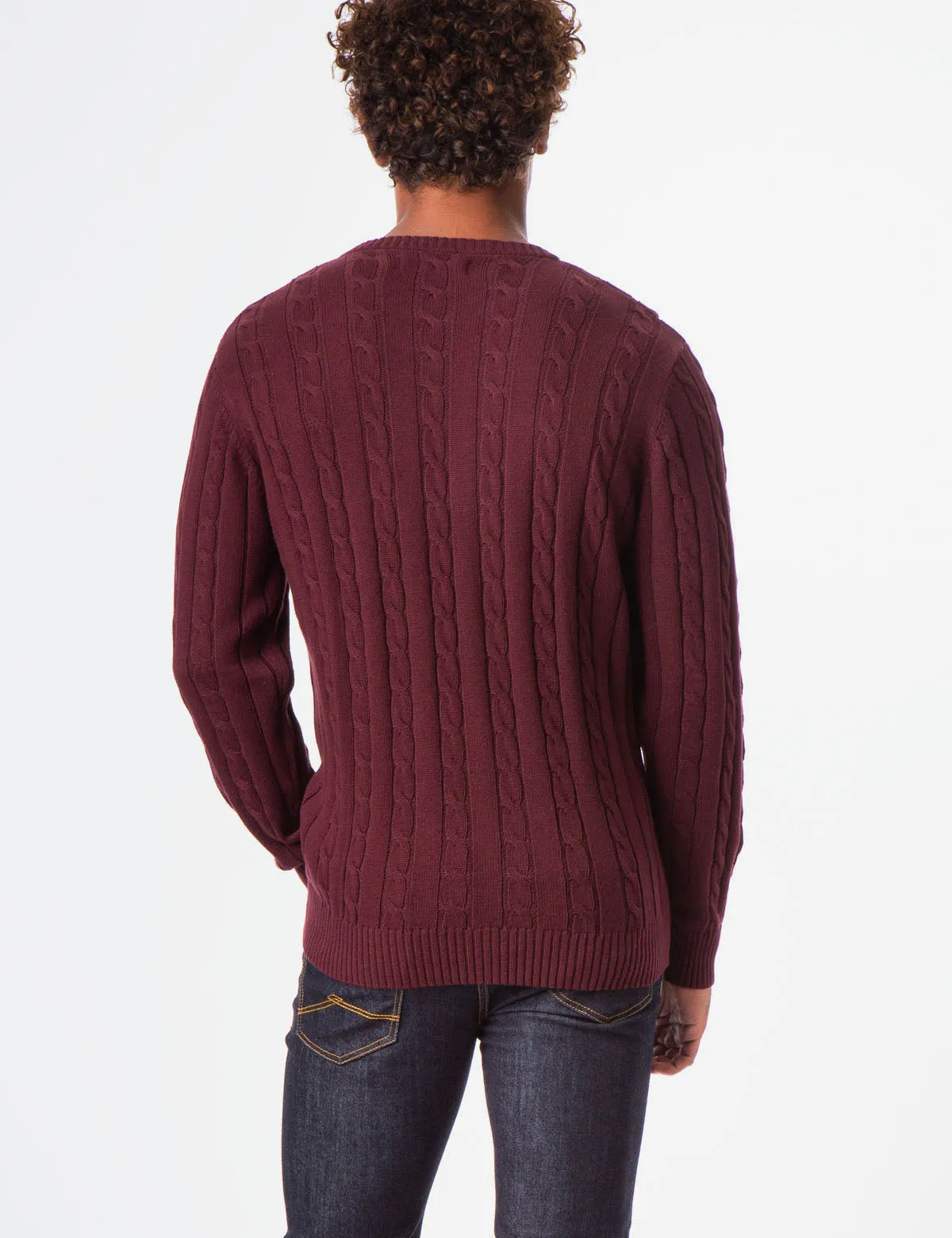 ALL OVER CABLE CREW NECK SWEATER