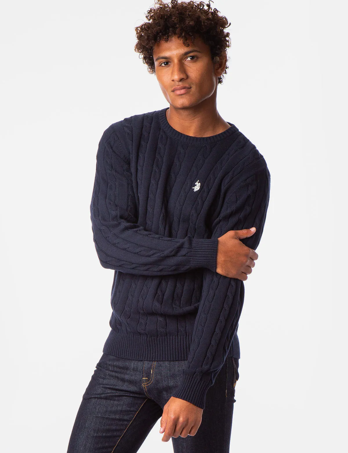 ALL OVER CABLE CREW NECK SWEATER