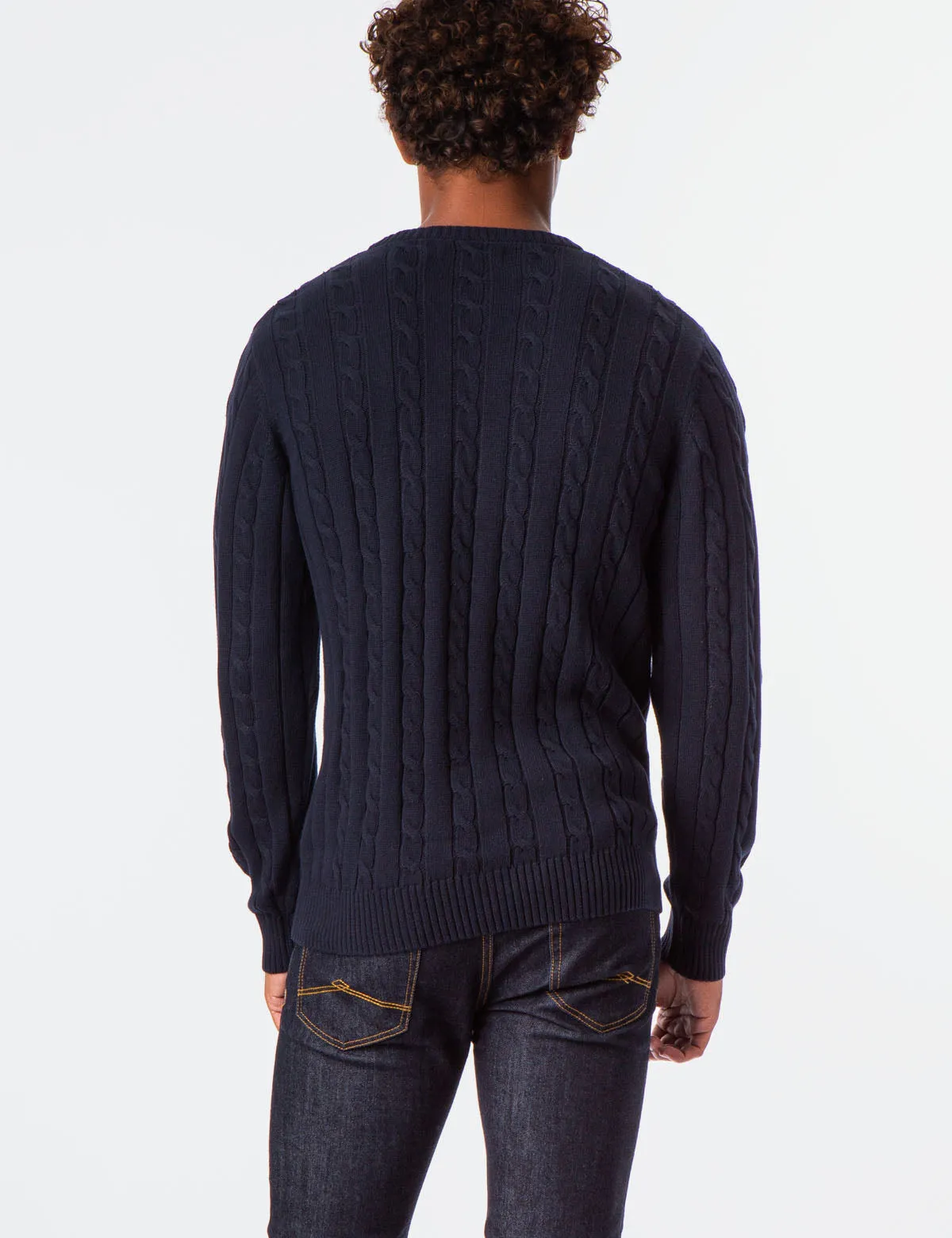 ALL OVER CABLE CREW NECK SWEATER