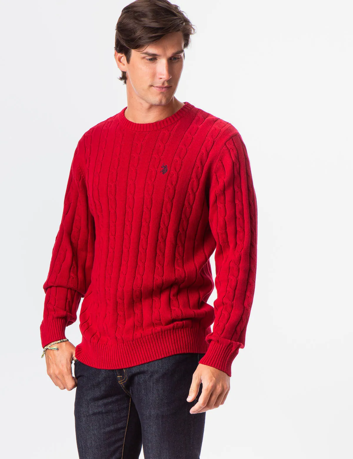 ALL OVER CABLE CREW NECK SWEATER