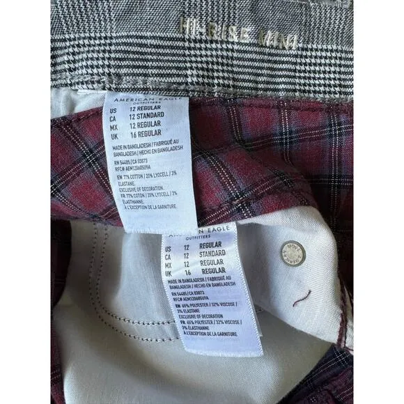American Eagle High Rise Mini stretch skirts plaid black bundle of 2 size 12