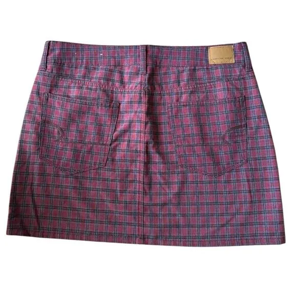 American Eagle High Rise Mini stretch skirts plaid black bundle of 2 size 12