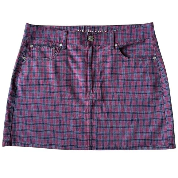 American Eagle High Rise Mini stretch skirts plaid black bundle of 2 size 12