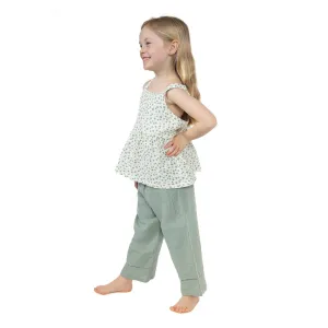 Angel Dear- Peplum Tank and Smocked Waist Pants -Jadeite Simple Floral