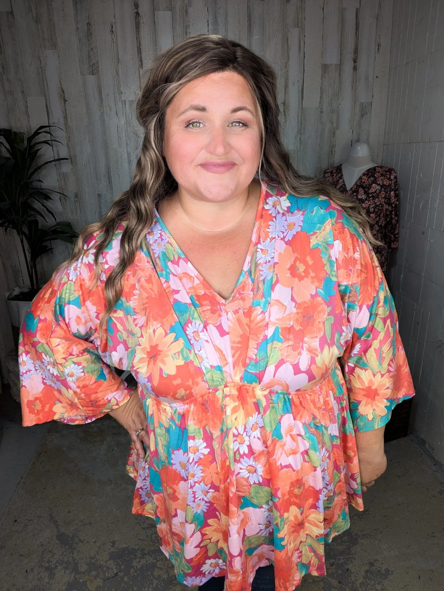 Anika Kimono Cut Floral Top in Sunset Fall