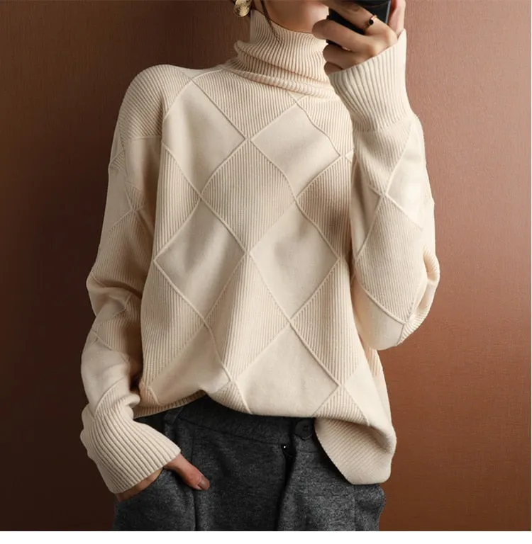 Autumn Winter Plus Size Soft Turtleneck Sweaters