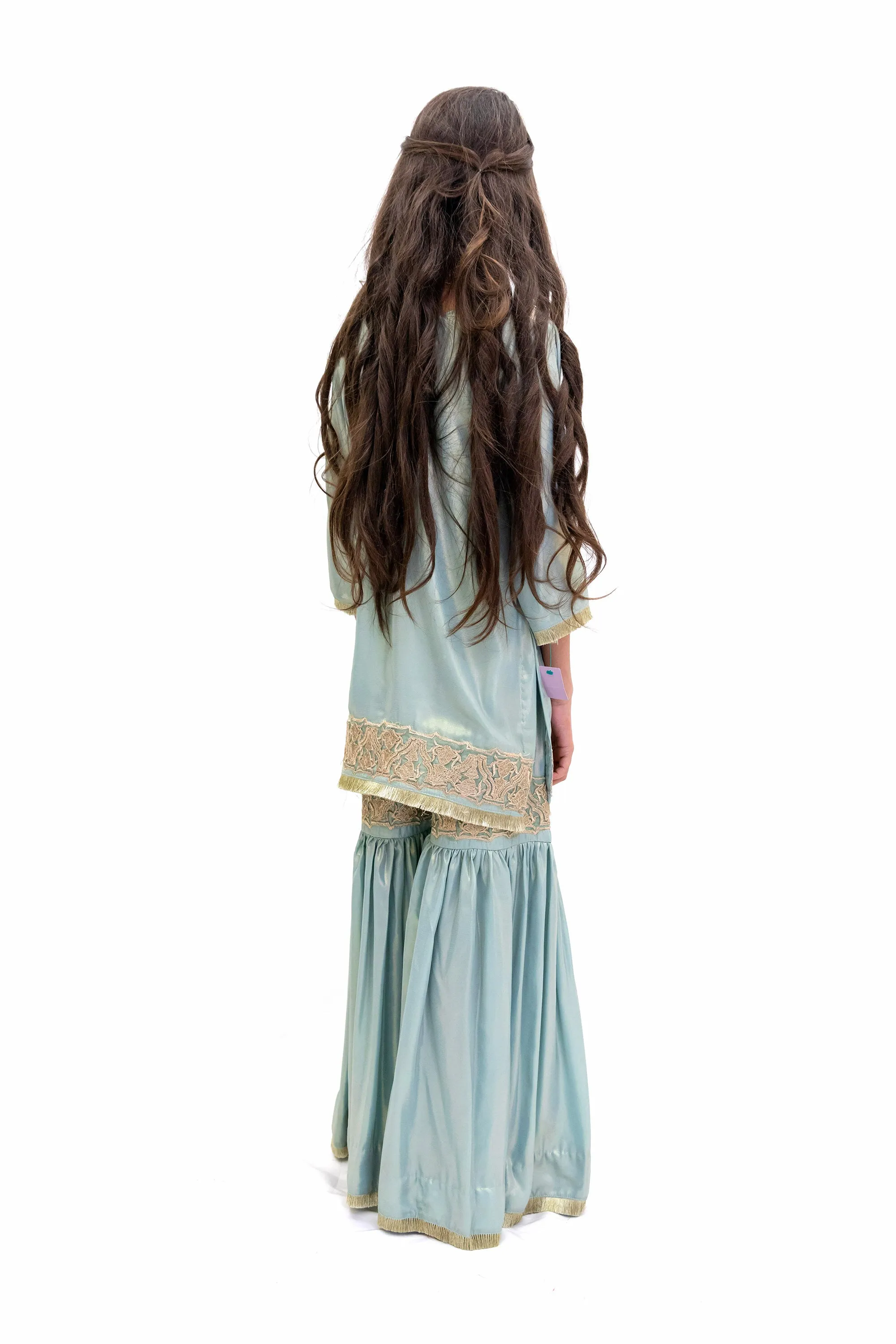 Baby Blue Silk Salwar Kameez - Girls
