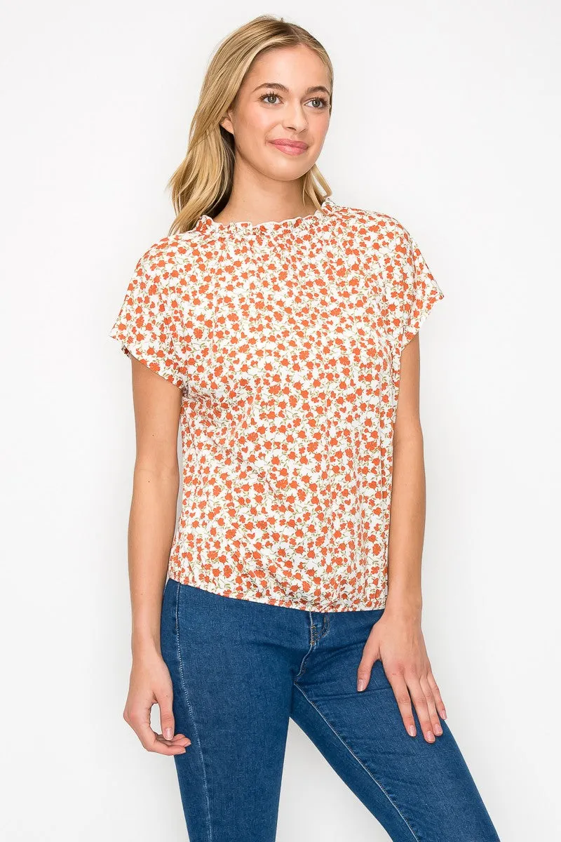 Baby Ruffle Keyhole Neck Short Sleeve Peasant Top