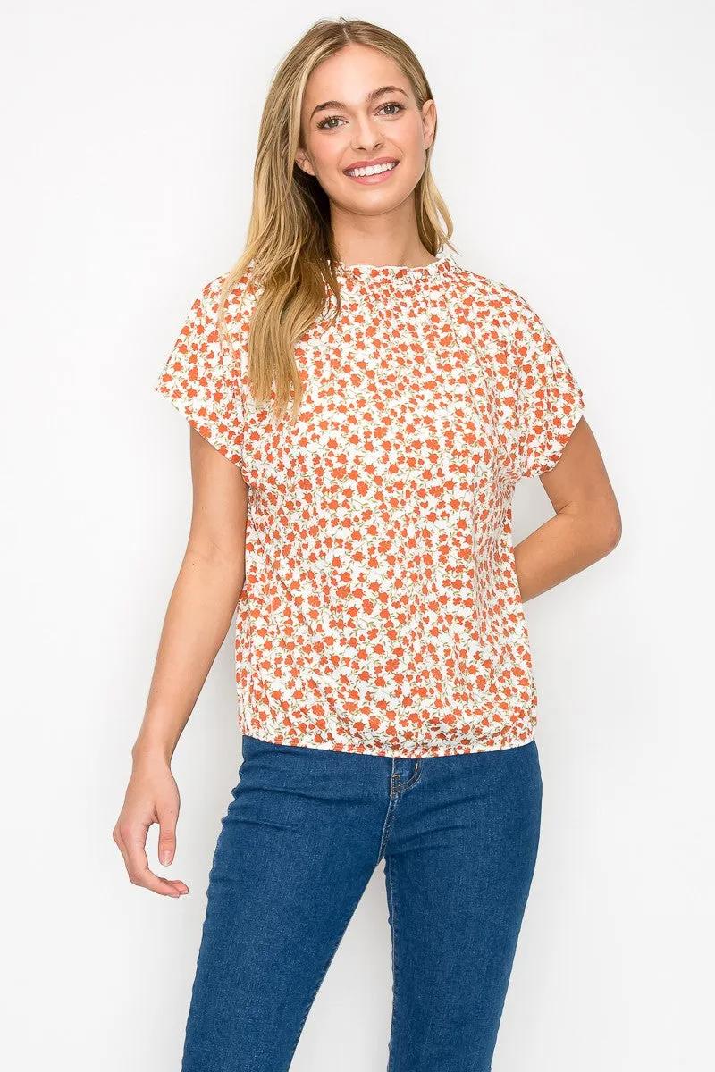Baby Ruffle Keyhole Neck Short Sleeve Peasant Top