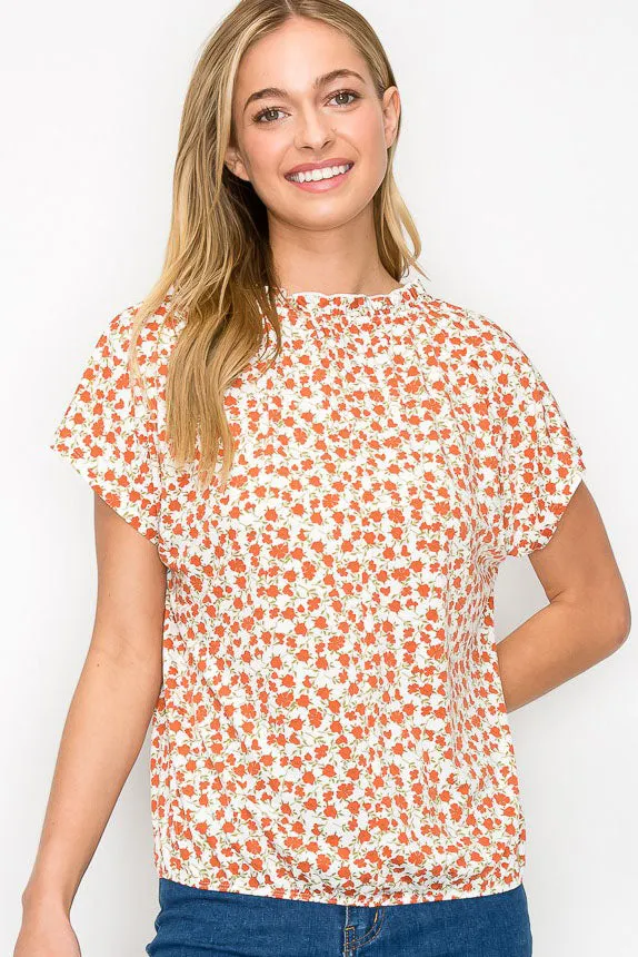 Baby Ruffle Keyhole Neck Short Sleeve Peasant Top