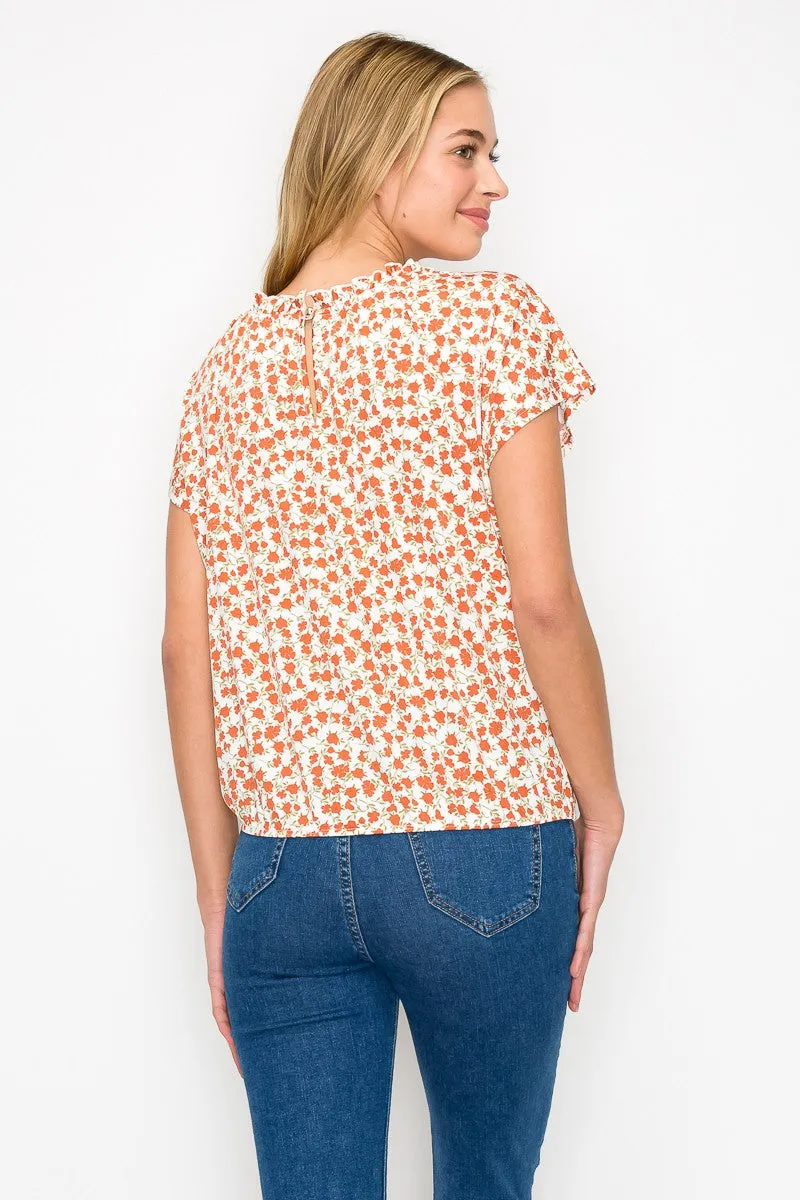 Baby Ruffle Keyhole Neck Short Sleeve Peasant Top