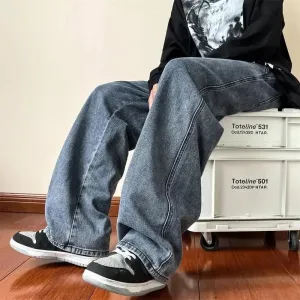 Baggy Washed Denim Casual Pants