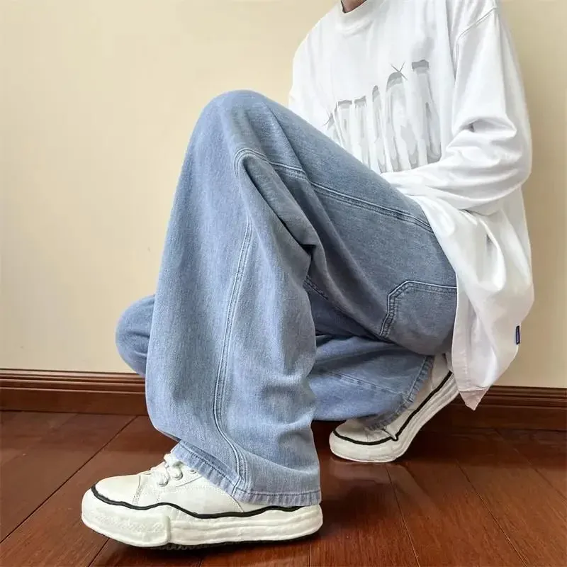 Baggy Washed Denim Casual Pants