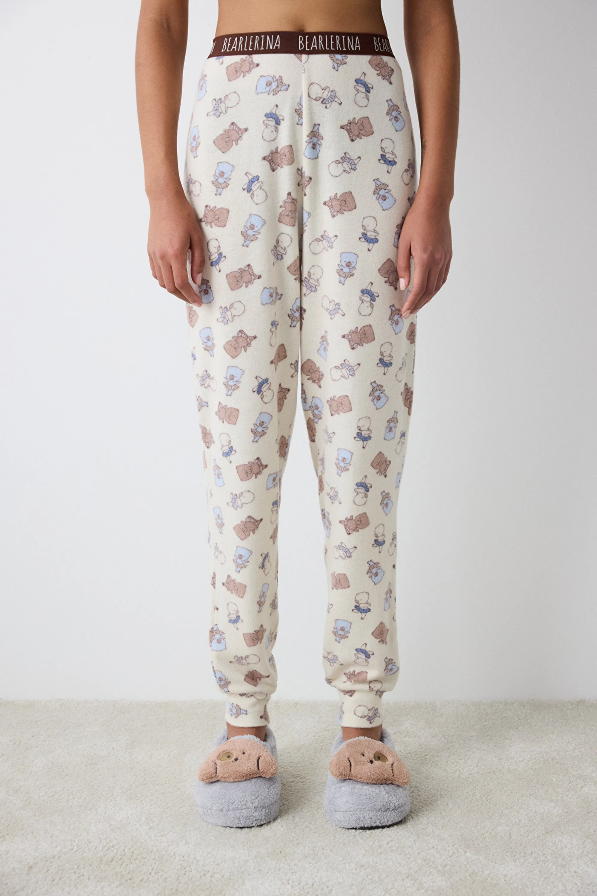 Bearlerina Printed Ecru Trousers