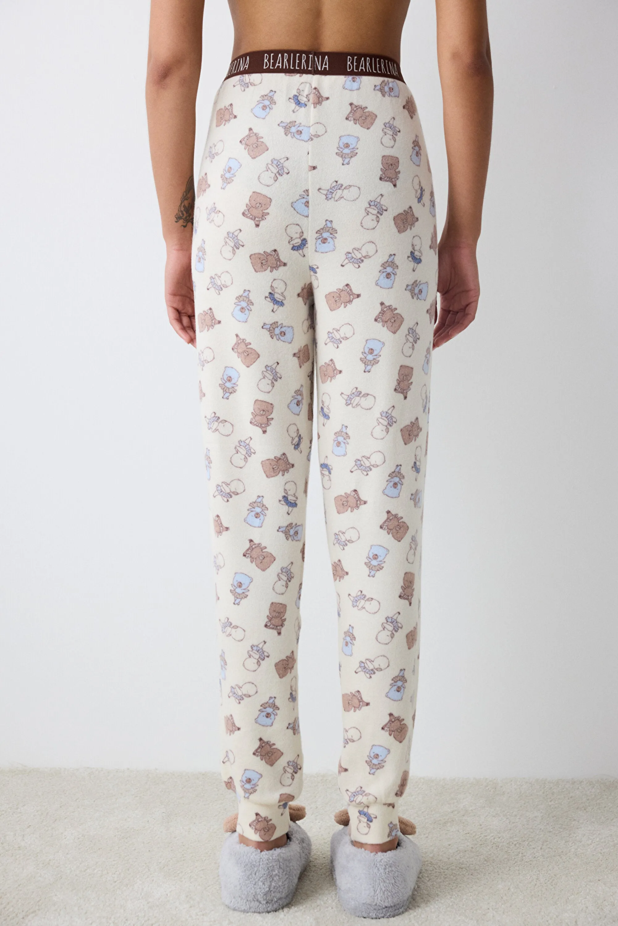 Bearlerina Printed Ecru Trousers