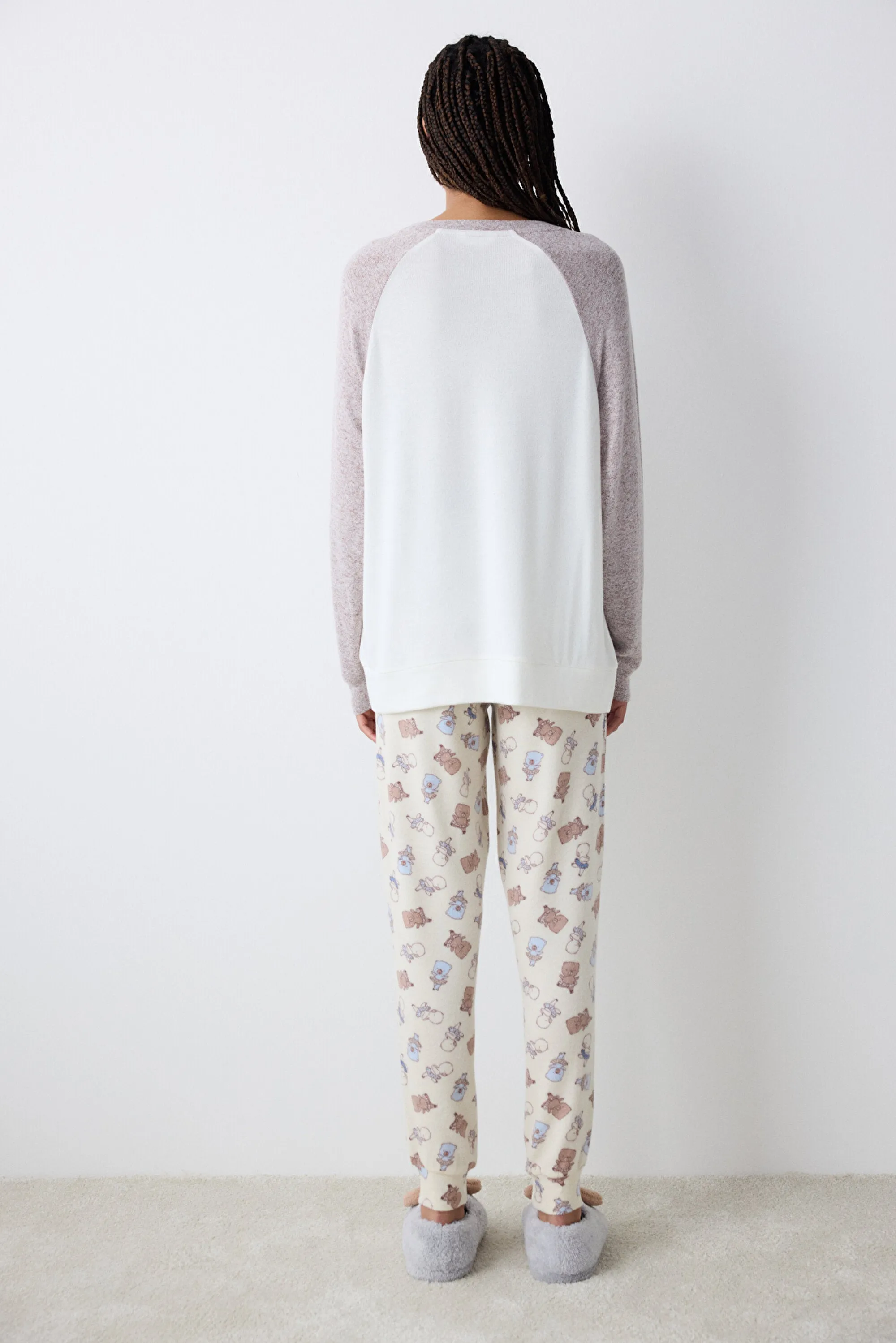 Bearlerina Printed Ecru Trousers