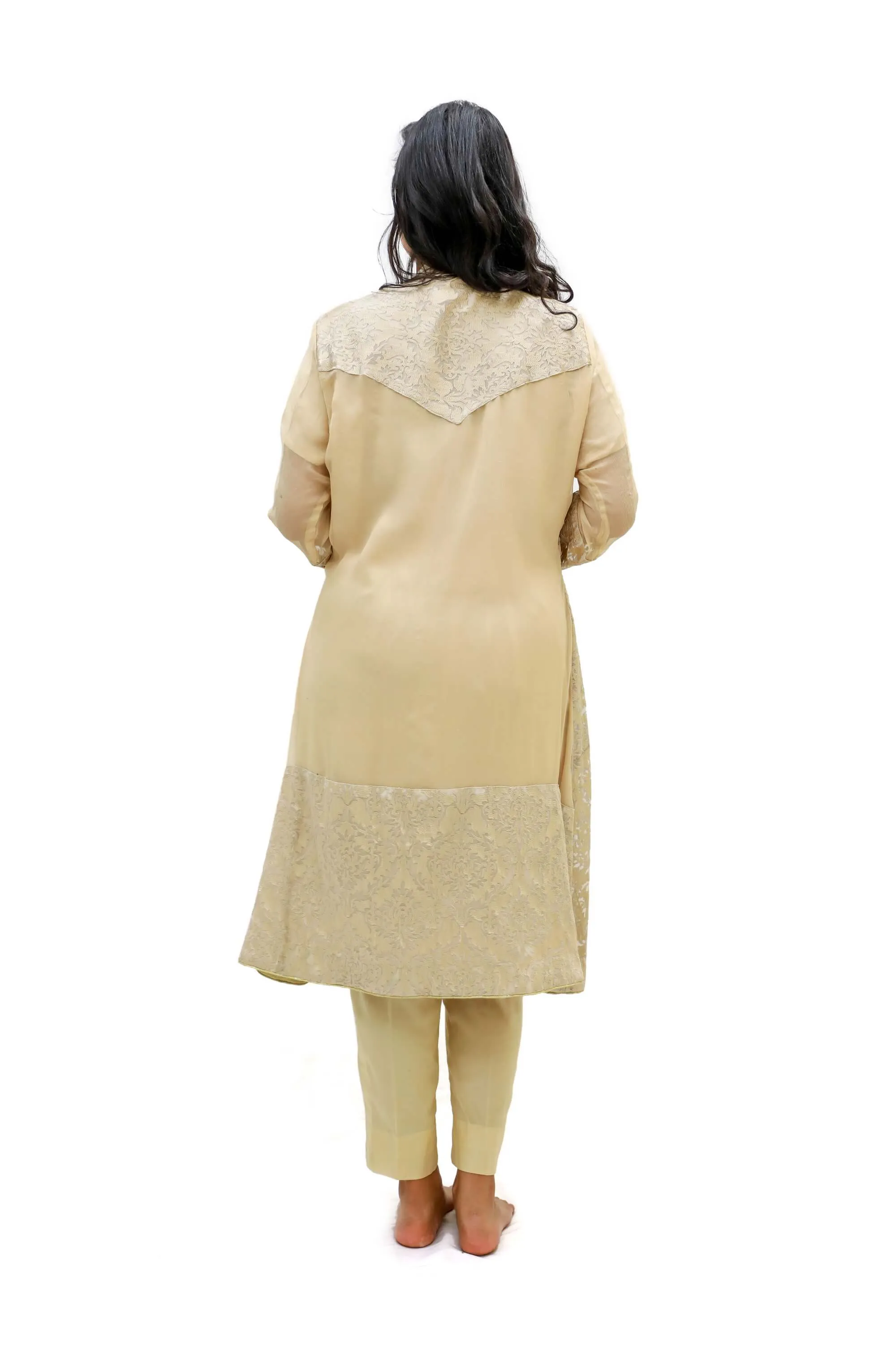 Beige Cotton Silk Suit