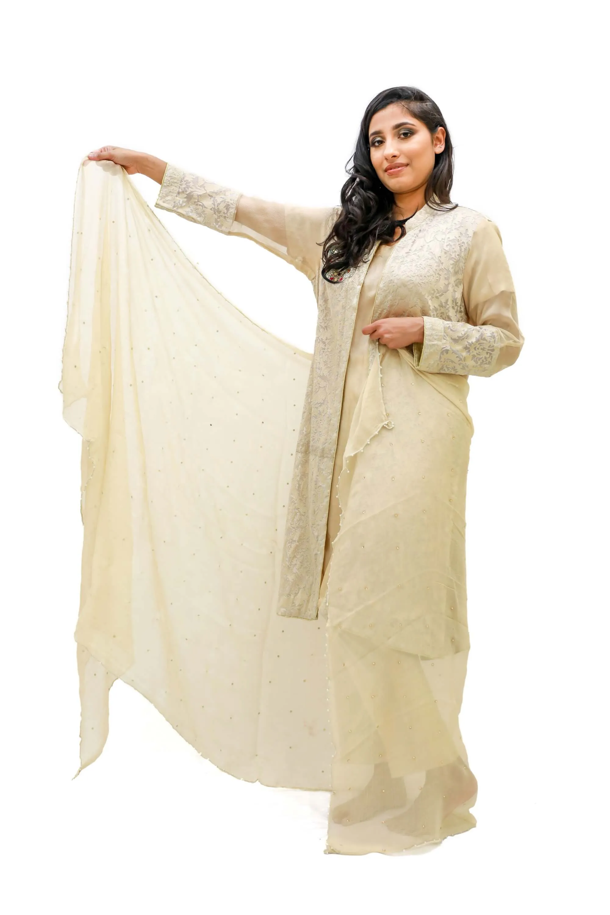 Beige Cotton Silk Suit