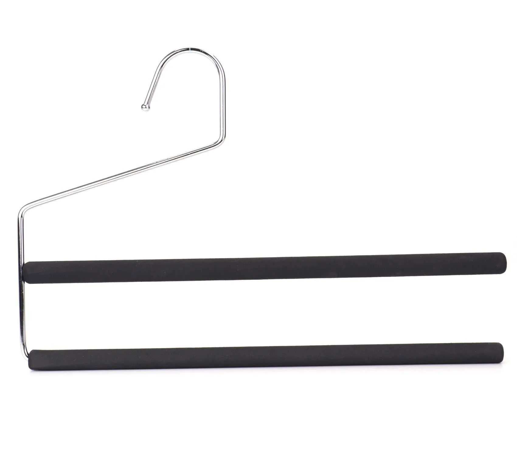 Bekith 6 Pack 2 Tier Slack Pant Hangers - Open Ended Easy Slide Trouser Organizer - Space Saving Non-Slip Foam Padded Closet Storage Organizer for Pants Jeans Trousers Skirts Scarf