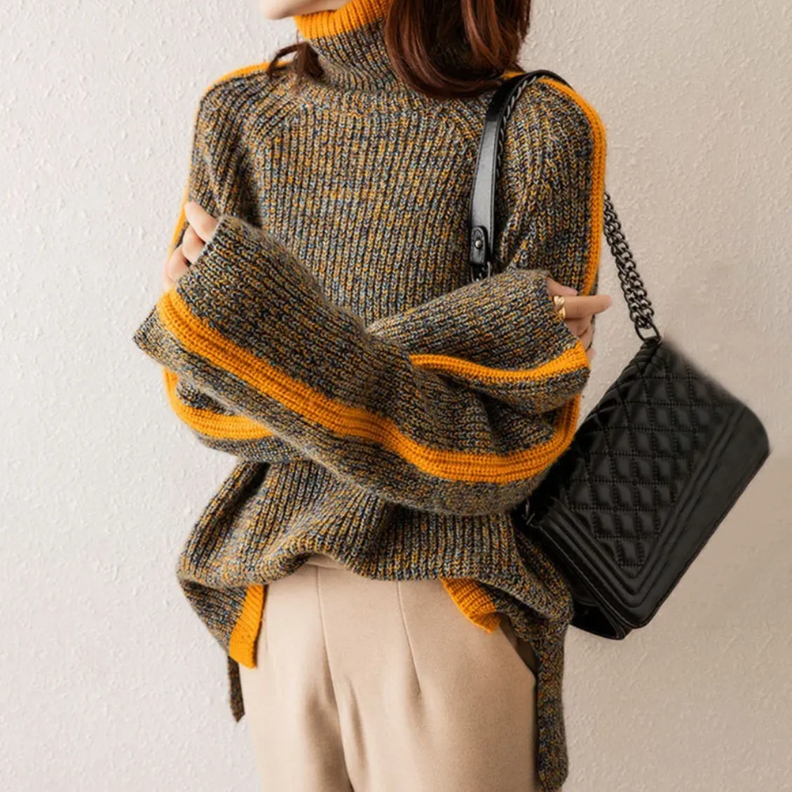Bequemer Rollkragenpullover Gelb - Sofia