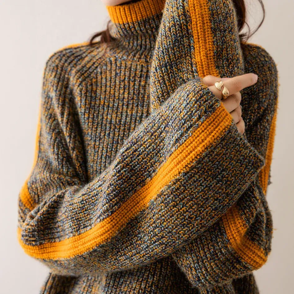 Bequemer Rollkragenpullover Gelb - Sofia
