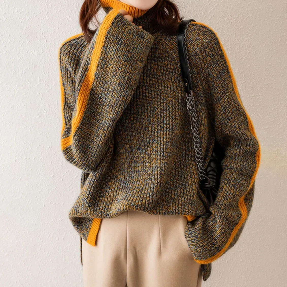 Bequemer Rollkragenpullover Gelb - Sofia