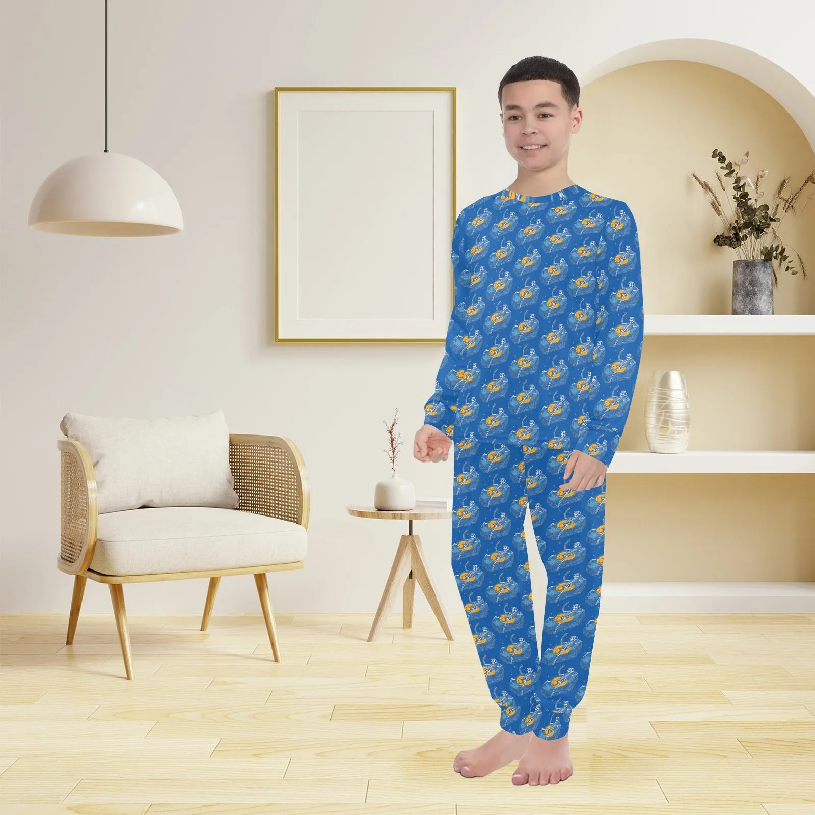 Big Boys' Crew Neck Long Pajama Set
