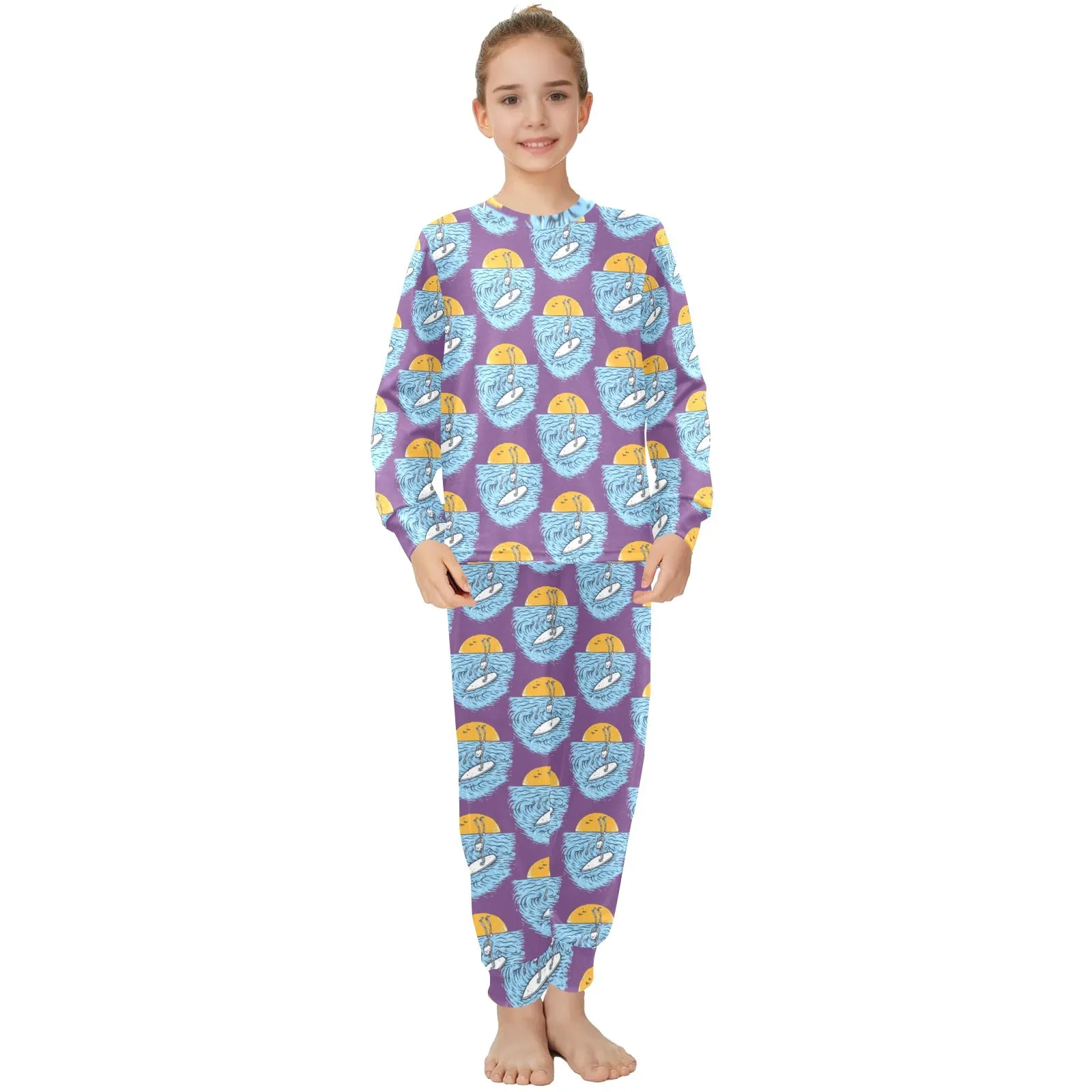 Big Girls' Crew Neck Long Pajama Set