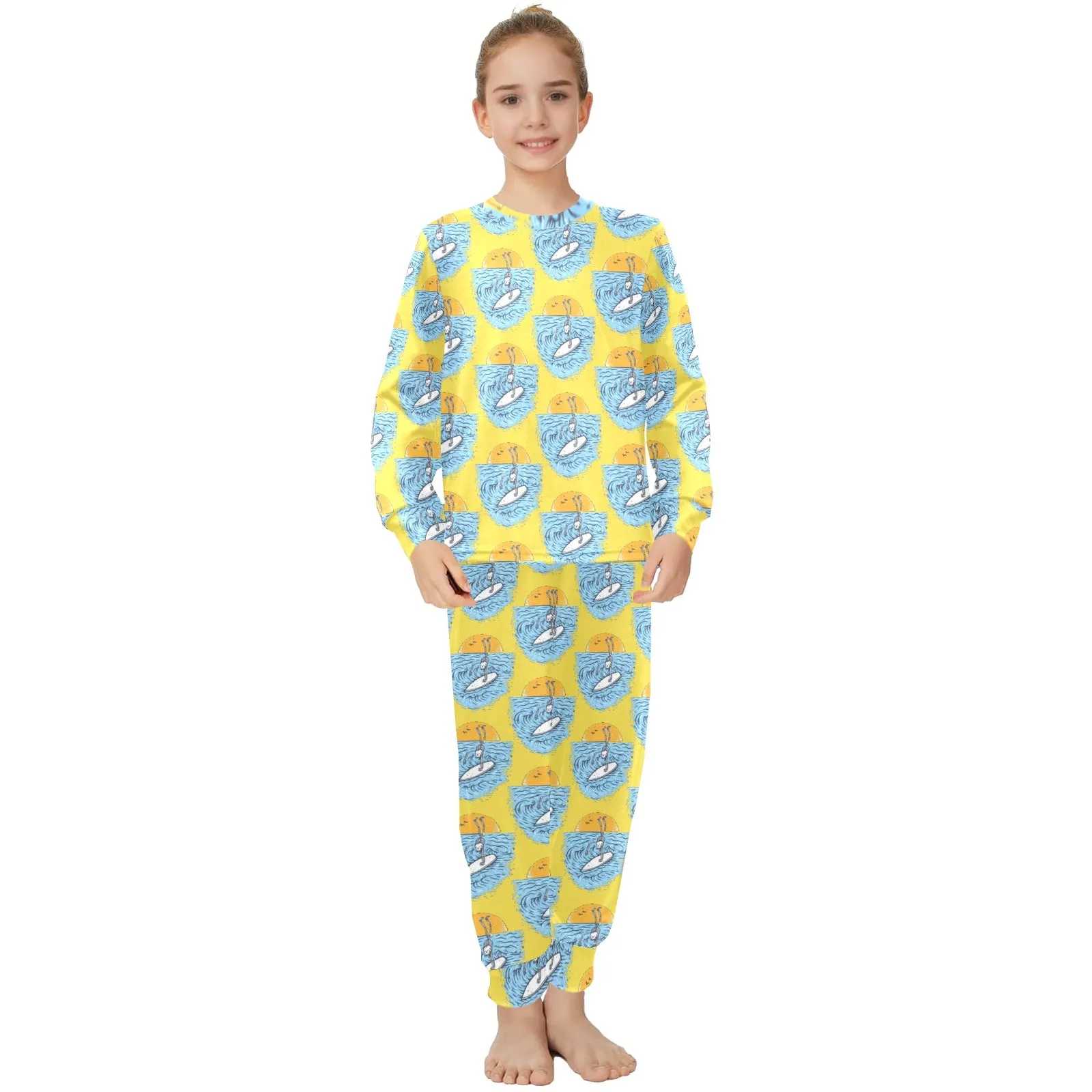 Big Girls' Crew Neck Long Pajama Set