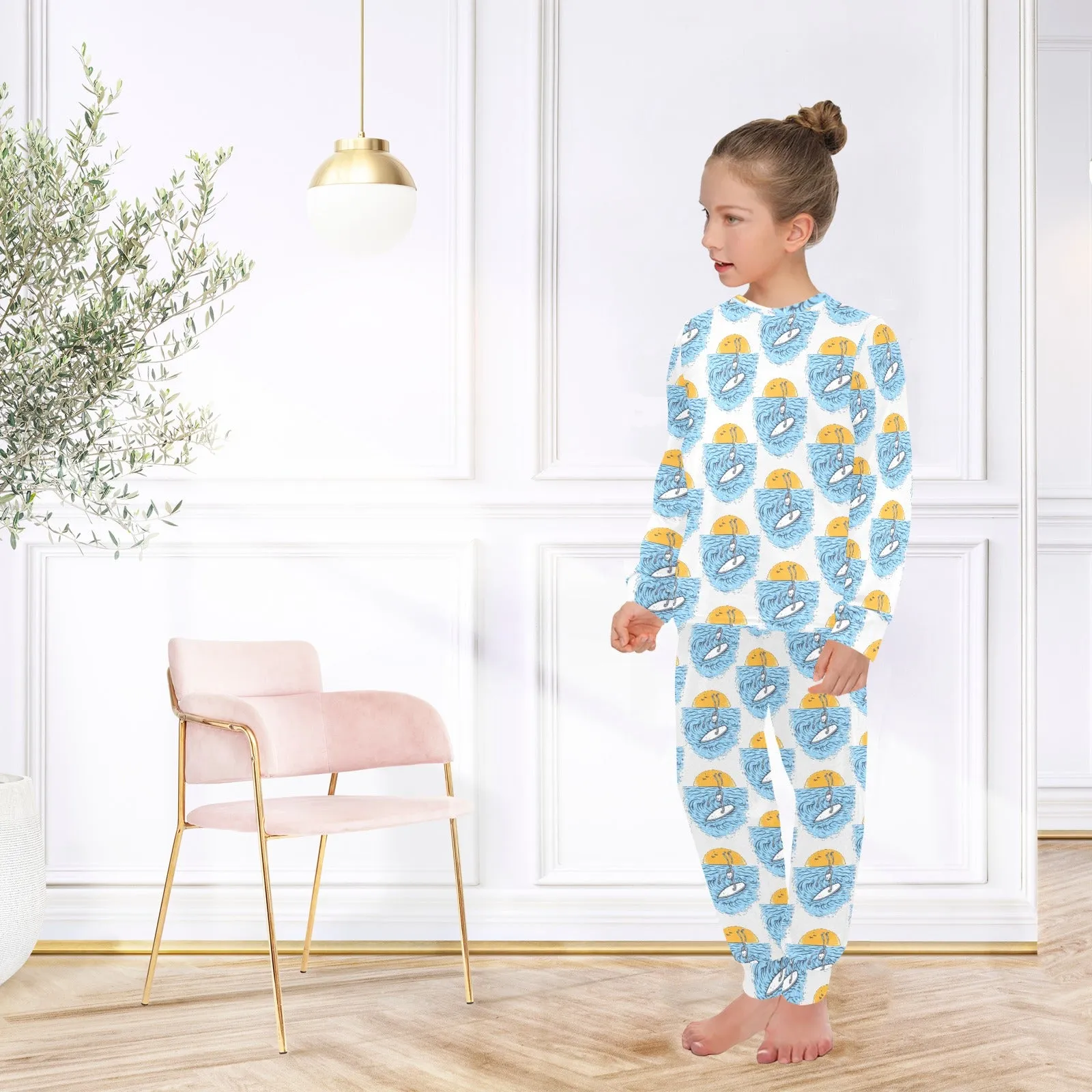 Big Girls' Crew Neck Long Pajama Set