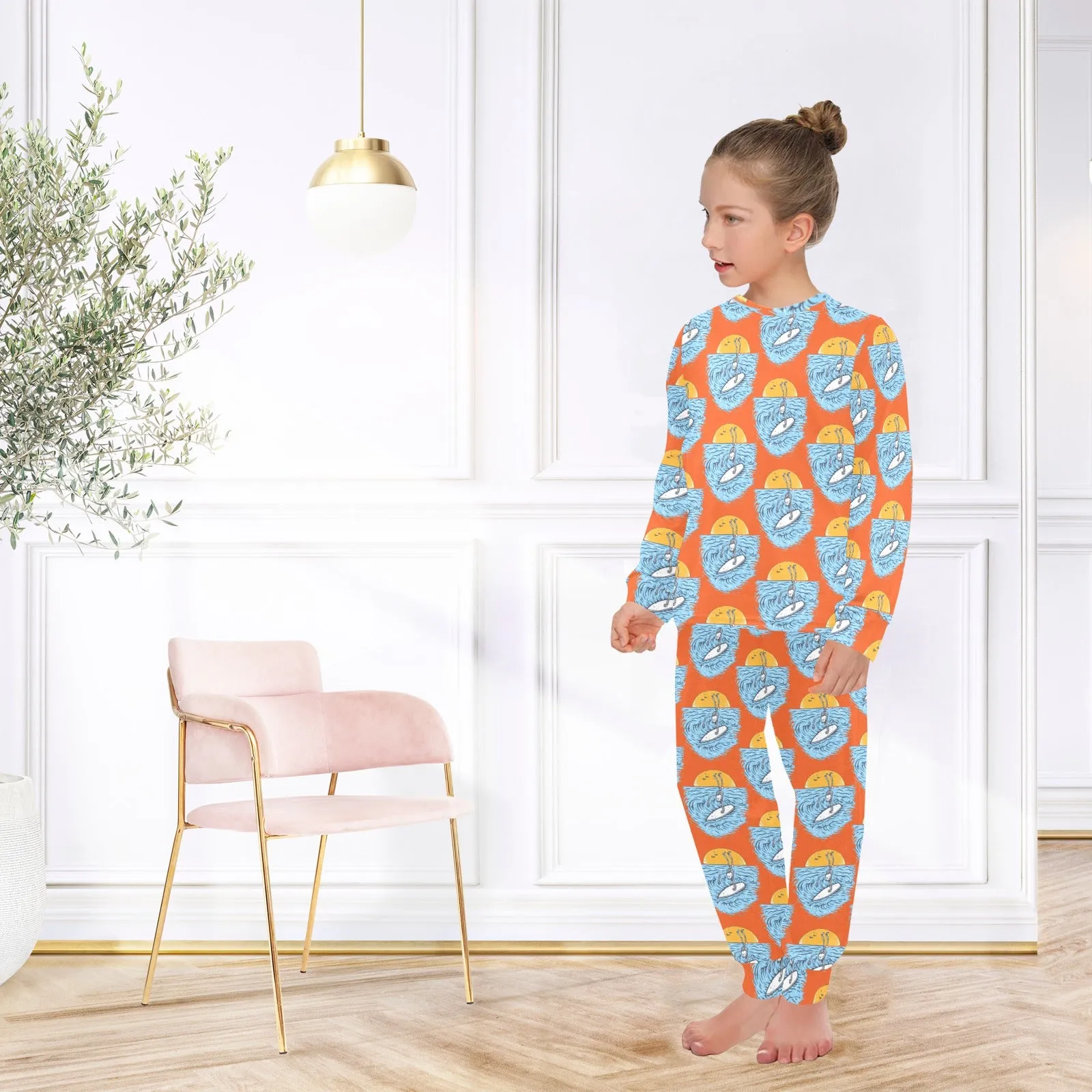 Big Girls' Crew Neck Long Pajama Set